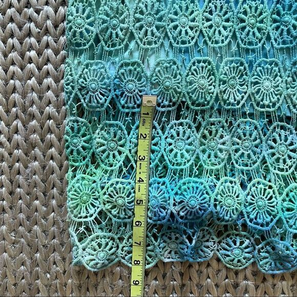 Jack. Tie Dyed Crochet Mini Dress Blue Green White Size 4 - Picture 9 of 14